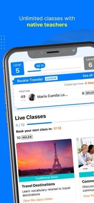 Open English live classes interface
