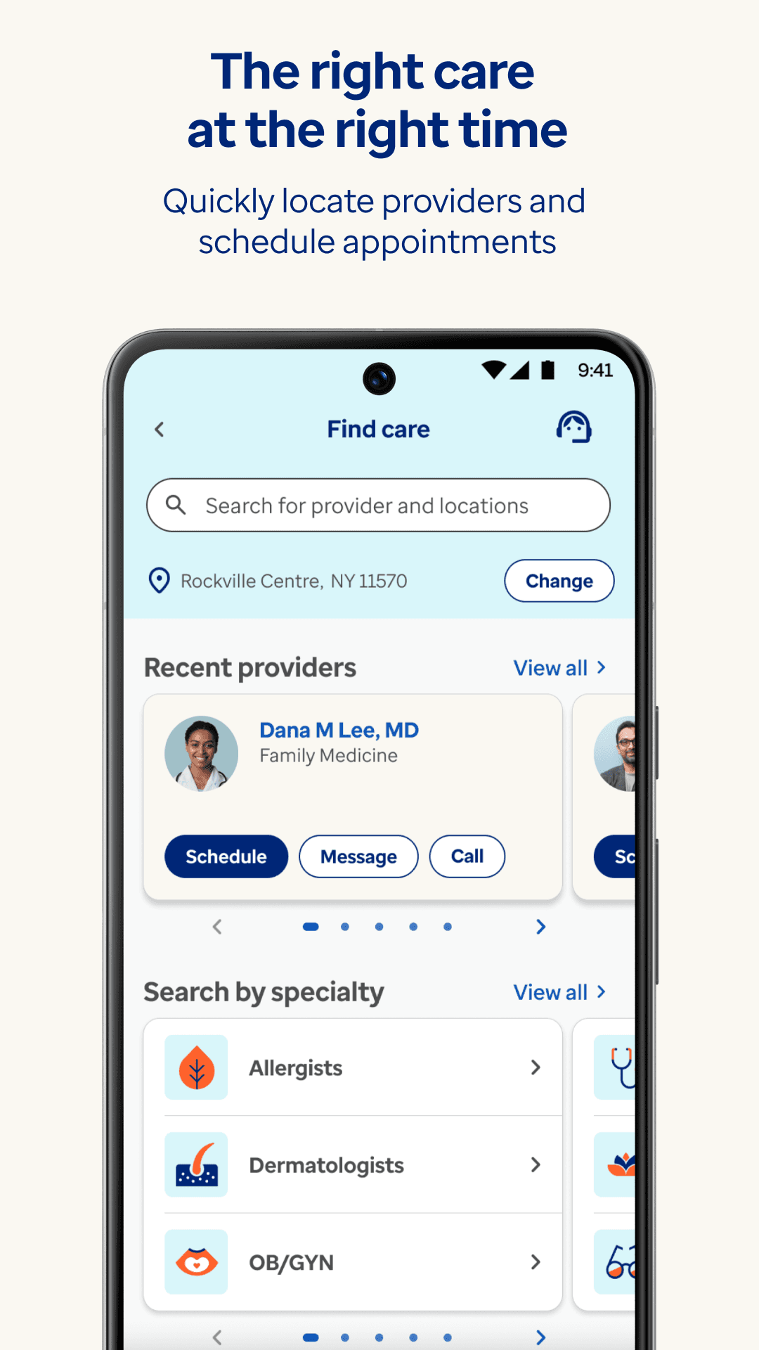 Optum app care finder with deep linking capabilities